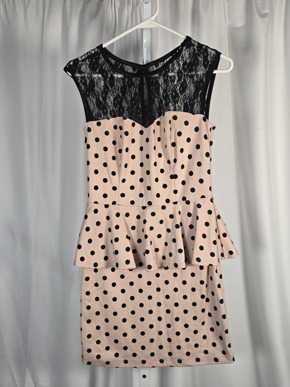 Speechless White Pink Polka Dot Retro Dress women’s size M